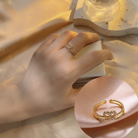 Loving Heart Zircon Ring Electroplated Real Gold Fashion Personality Affordable Luxury Ins Style