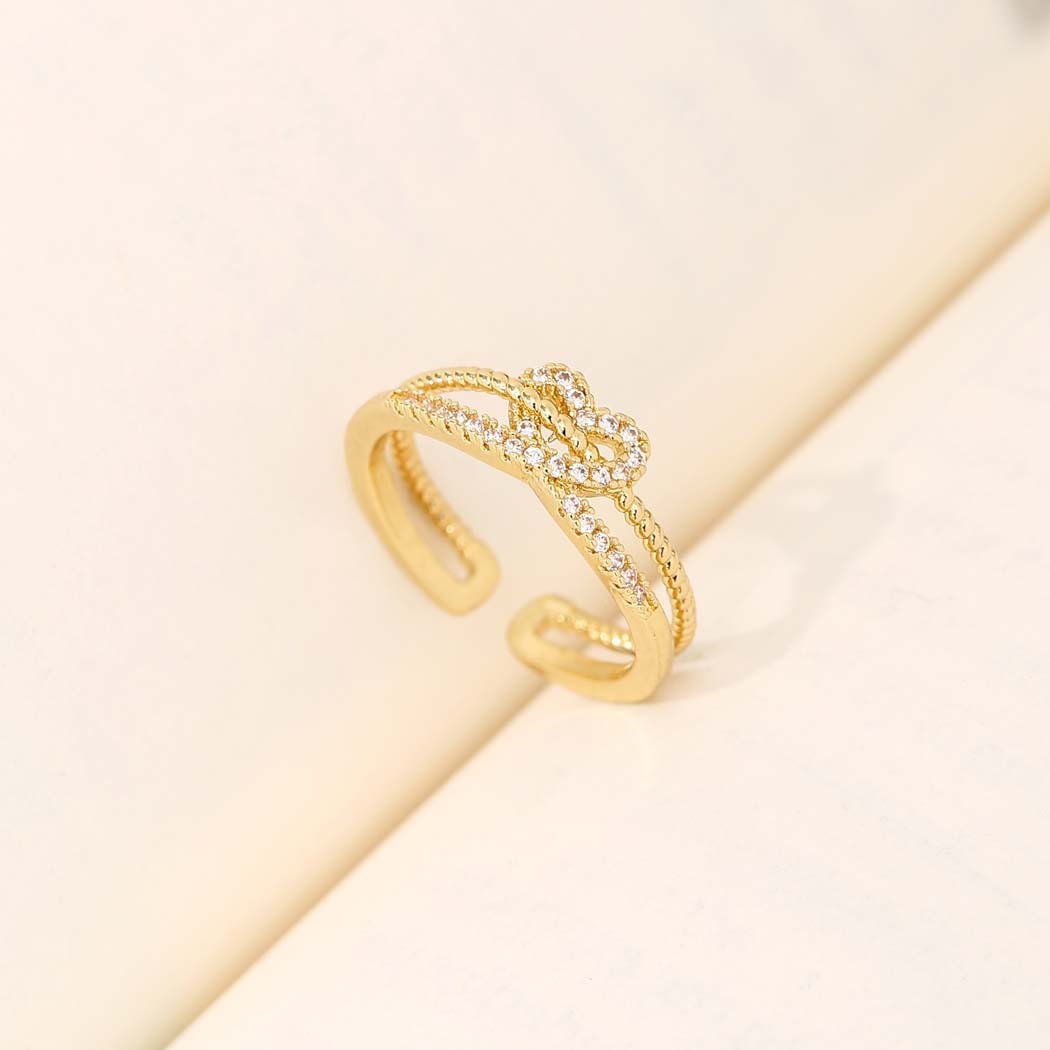 Loving Heart Zircon Ring Electroplated Real Gold Fashion Personality Affordable Luxury Ins Style