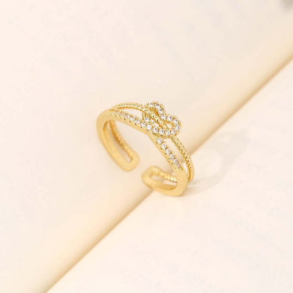 Loving Heart Zircon Ring Electroplated Real Gold Fashion Personality Affordable Luxury Ins Style