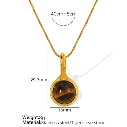 Retro Romantic Aura Advanced Light Luxury Natural Stone Gold-plated Long Necklace