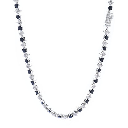 European And American New 6mm Cross Star Zircon Tennis Chain Hip Hop Rhombus Men's Necklace