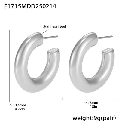 Elegant Minimalist Style C-shaped Earrings French 18K Gold Plating Elegant Ring Glossy Earrings