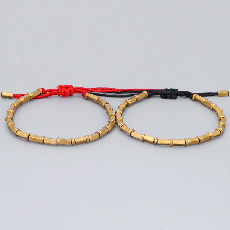 Handwoven Creative Bronze Beads Play Bracelet