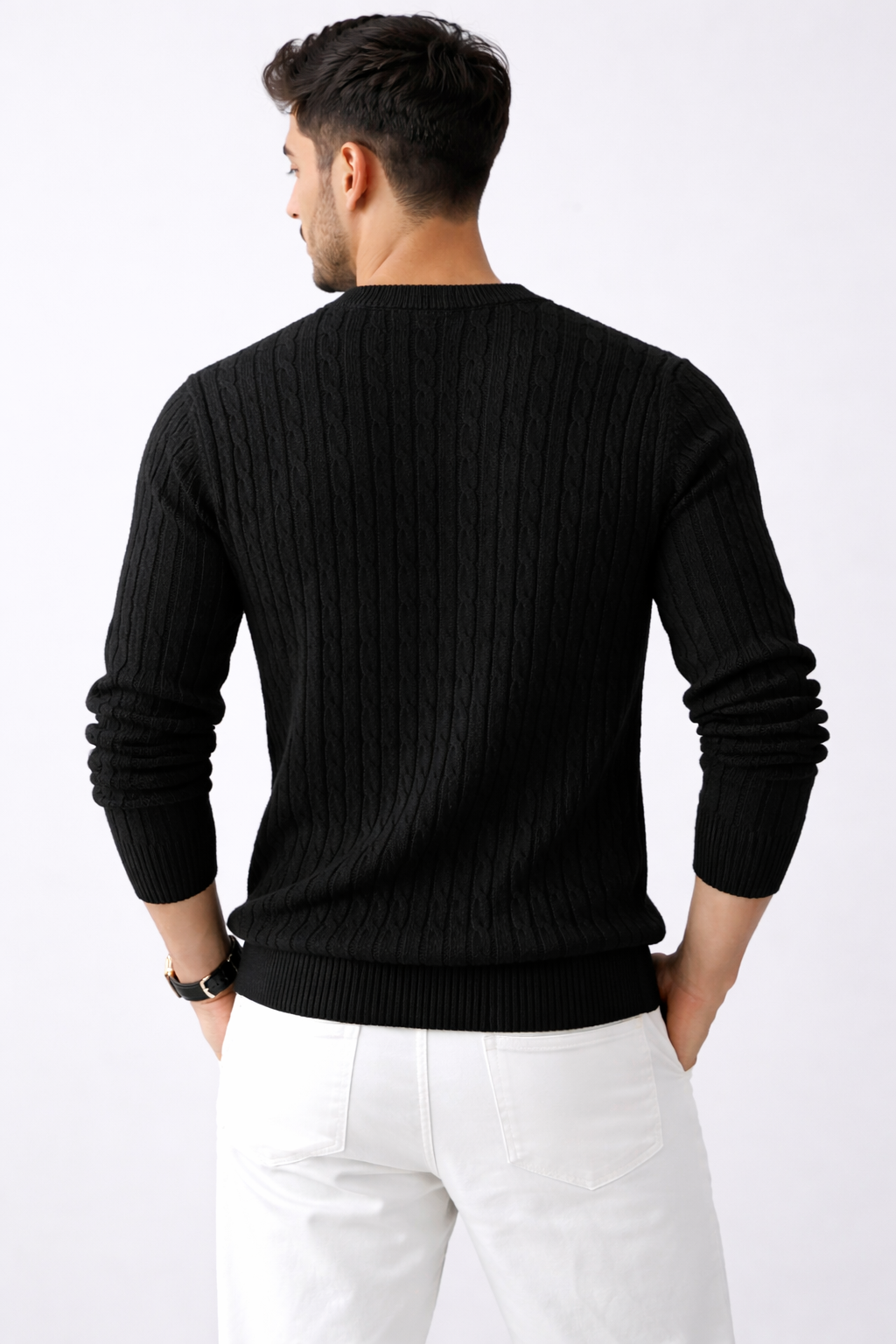 Pull tricoté épais col rond – Homme