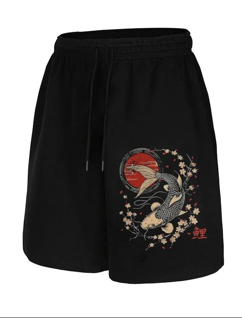 Short noir imprimé Koi japonais - Homme
