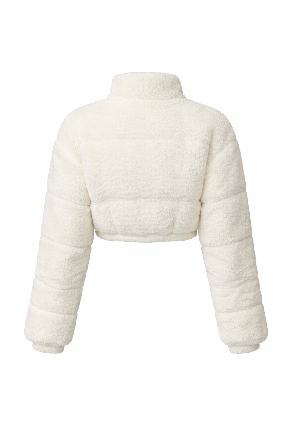 Veste courte polaire col zippé blanche - femme