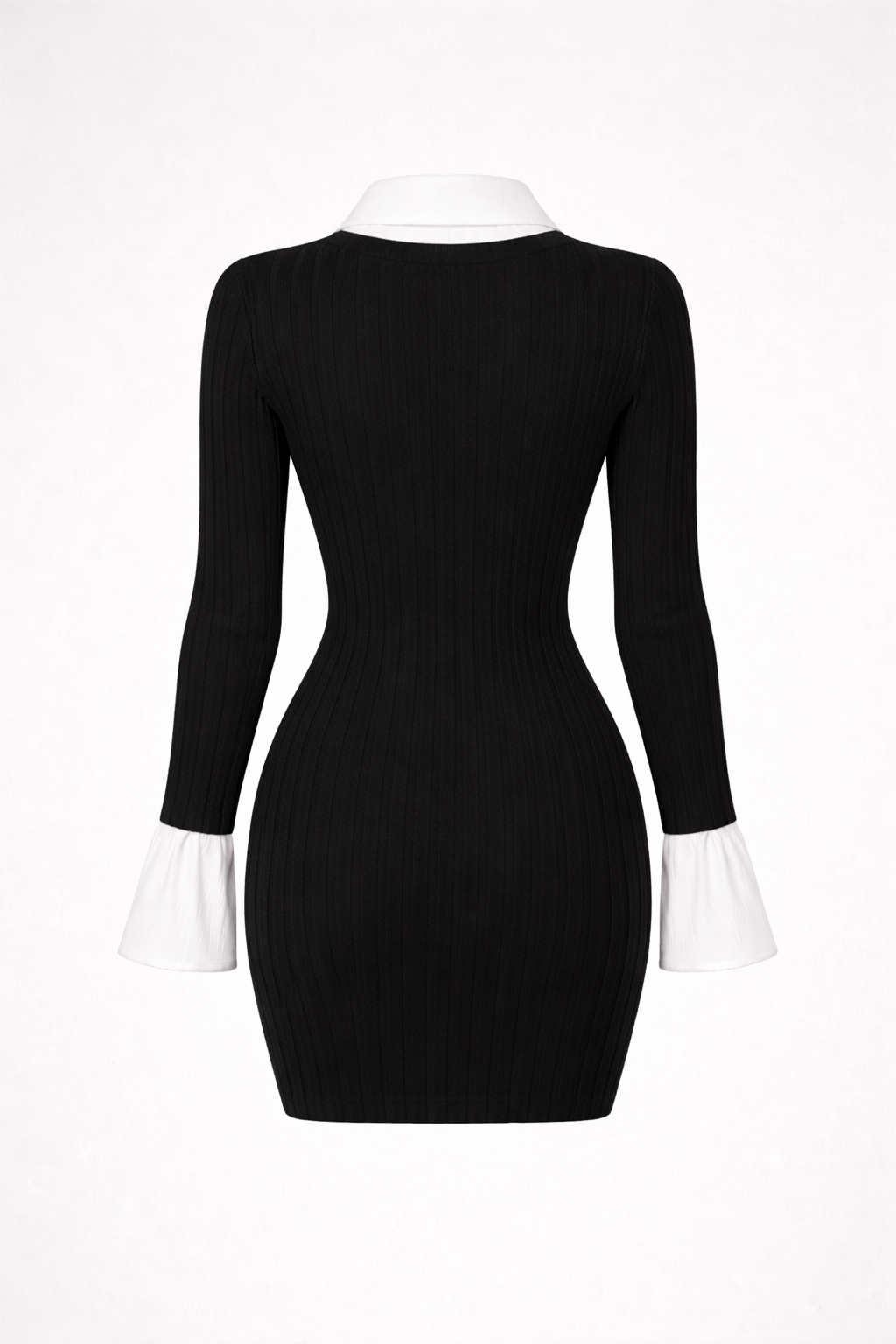 Robe noire moulante col chemise