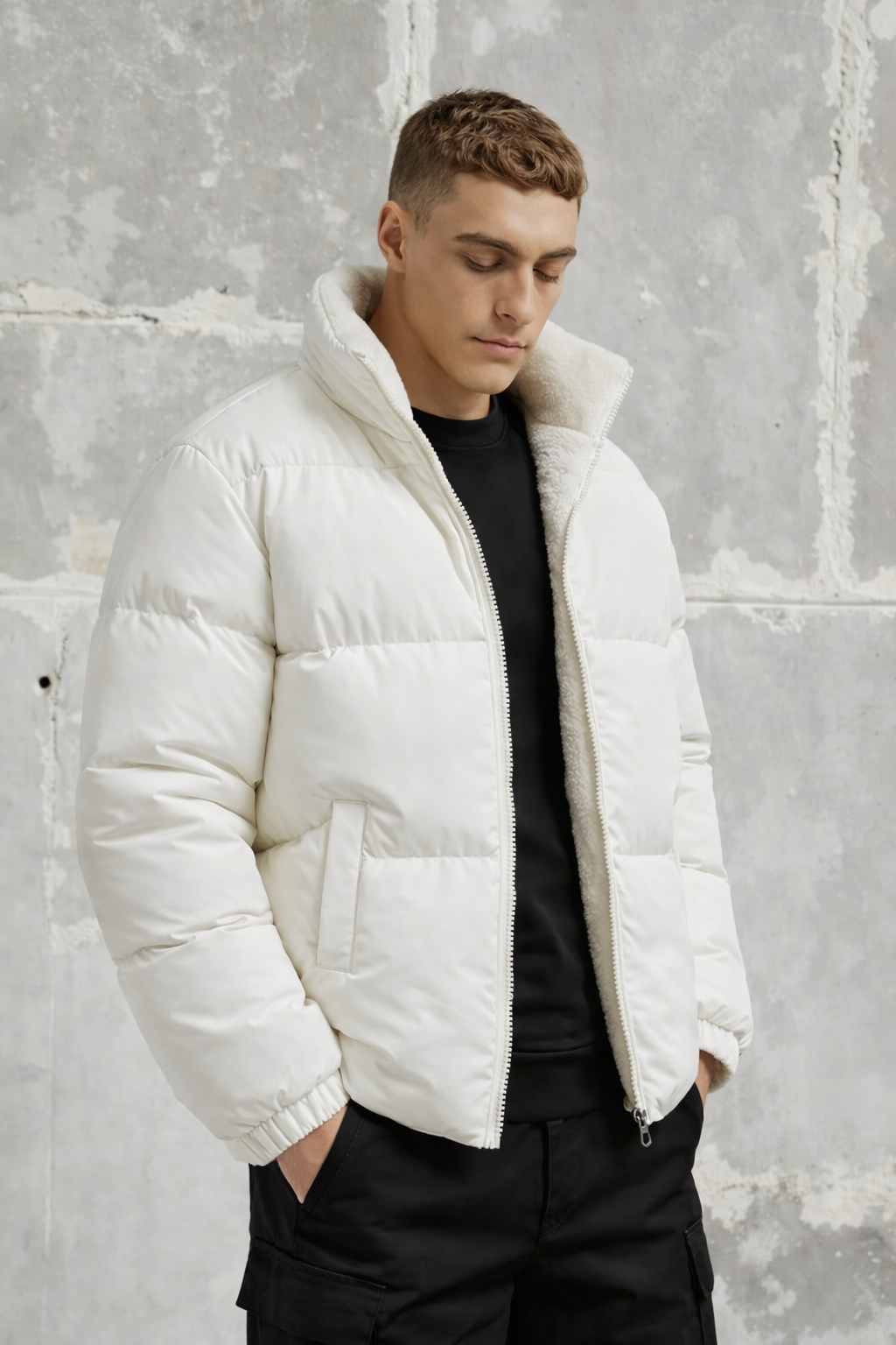Veste matelassée col montant doublure polaire - Homme