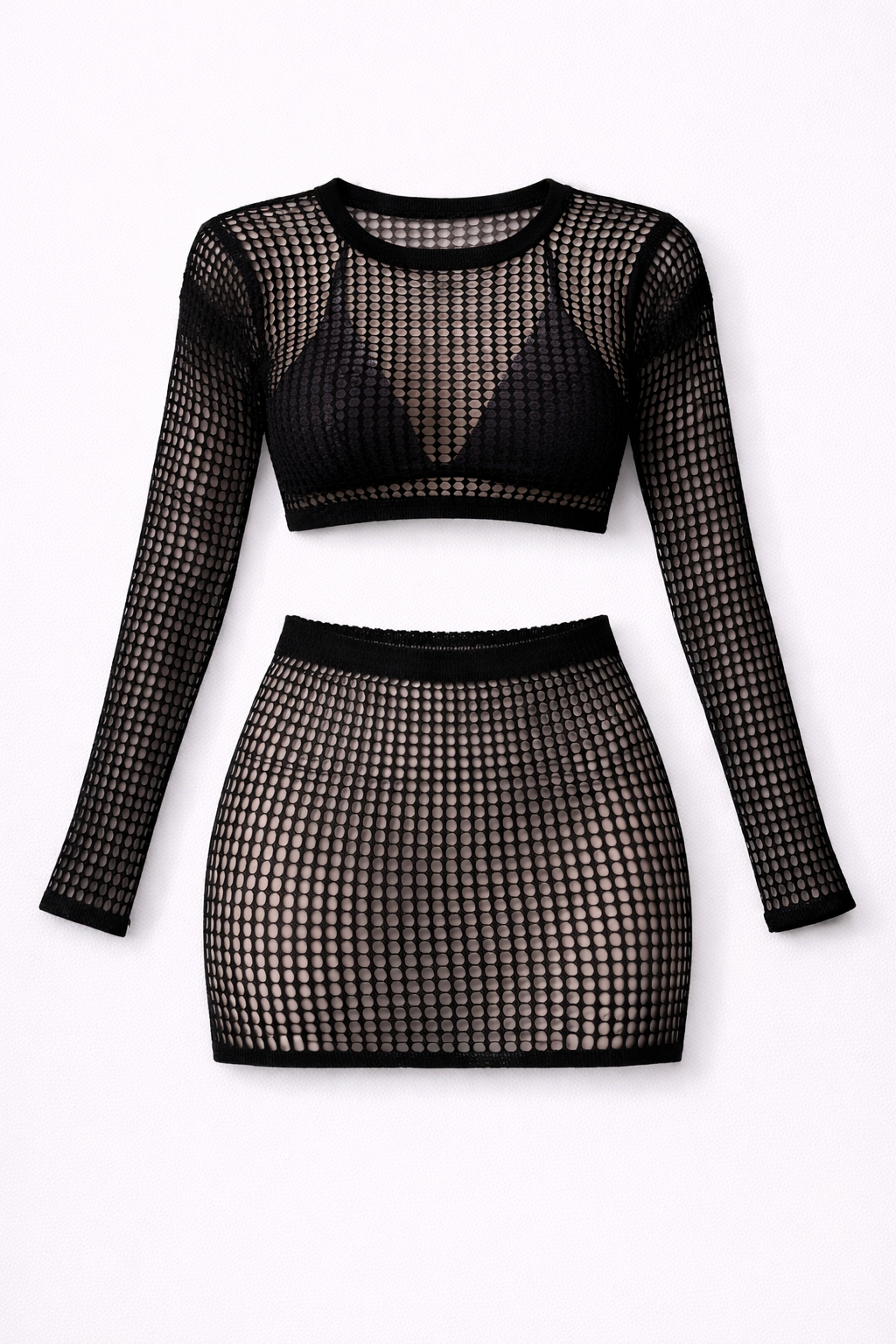 Ensemble plage résille noir