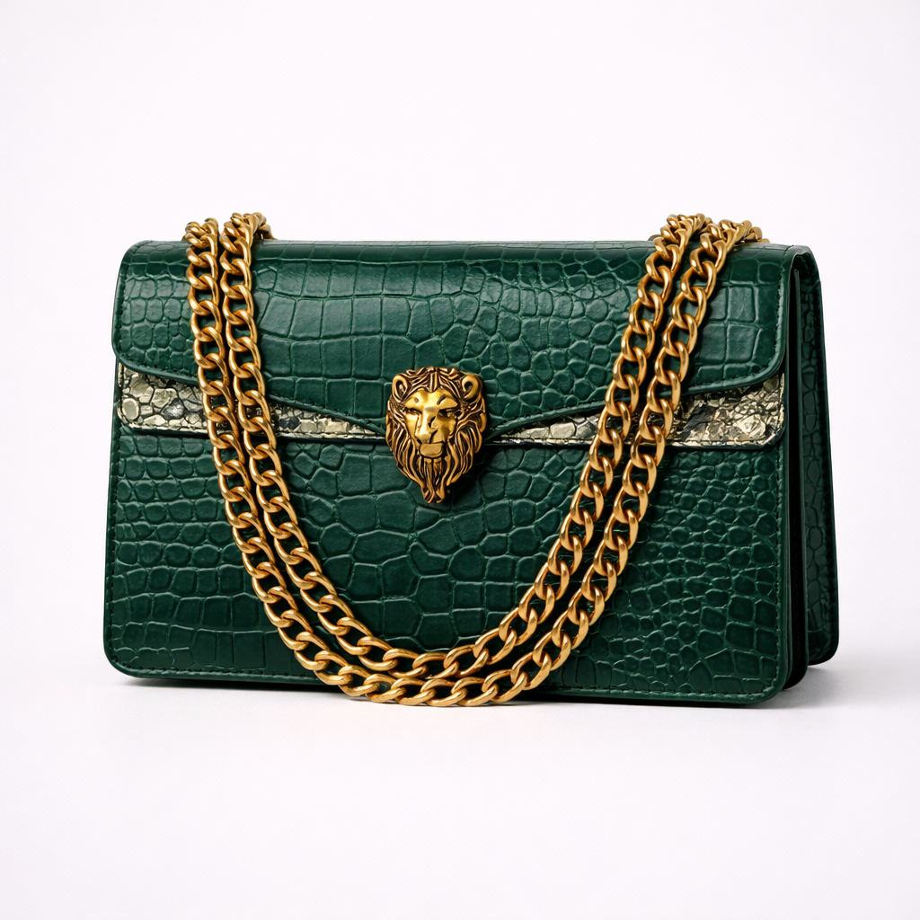 Sac Bandoulière Croco Élégance Chaîne Dorée